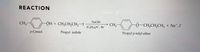 REACTION
NaOH
CH3
OH + CH,CH,CH,-I
> CH3
0-CH,CH,CH, + Na*, I
(C,H,),N*, Br
p-Cresol
Propyl iodide
Propyl p-tolyl ether
