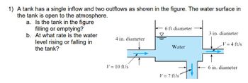 Answered: 1) A tank has a single inflow and two… | bartleby