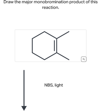 Draw the major monobromination product of this
reaction.
NBS, light