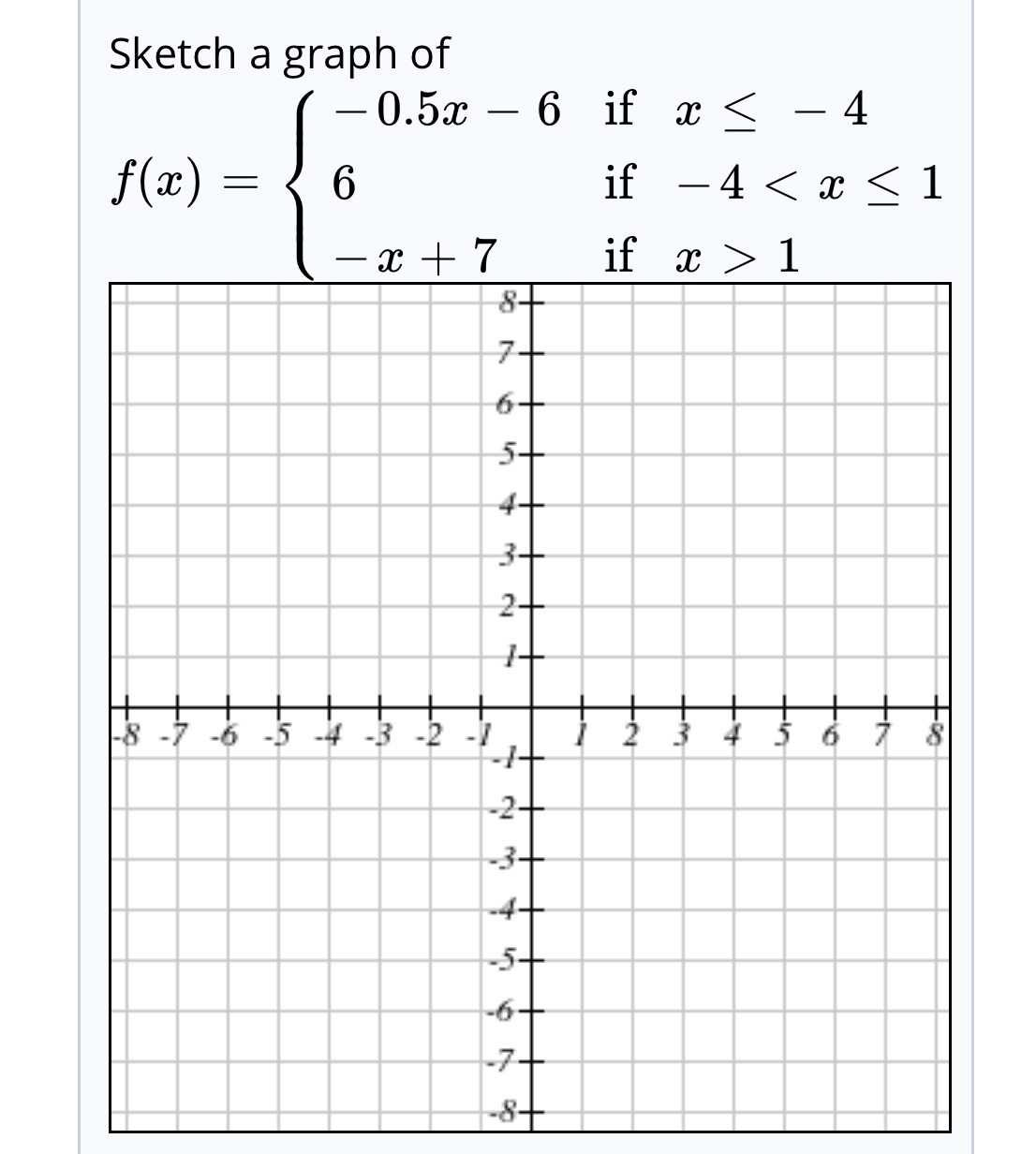 Answered: Sketch a graph of 0.5x – 6 if x