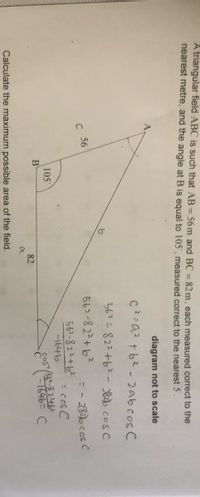 Answered: A triangular field ABC is such that AB… | bartleby