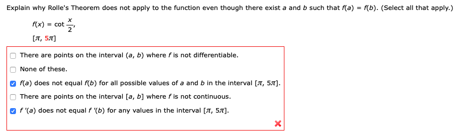 Answered: Explain Why Rolle's Theorem Does Not… | Bartleby