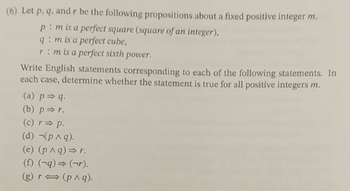 (6) Let p, q, and r be the following propositions…