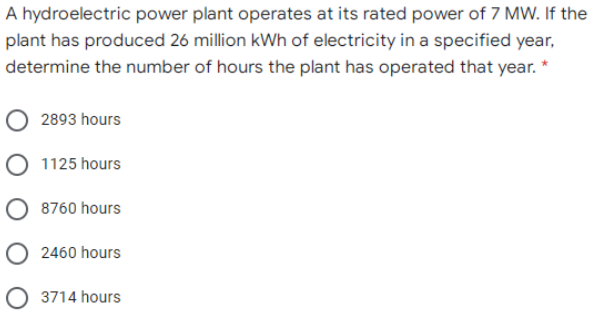 If a power plant is rated at 2000 MW output and operates (on