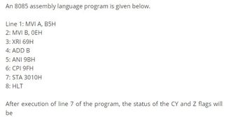 Answered: An 8085 Assembly Language Program Is… | Bartleby