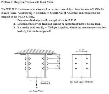 Answered: Problem 1: Hanger in Tension with Block… | bartleby