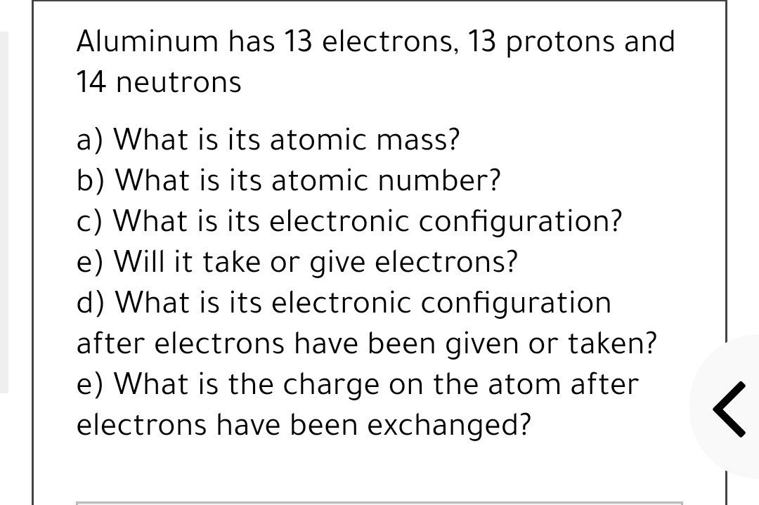 aluminum protons neutrons electrons