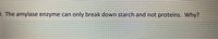 . The amylase enzyme can only break down starch and not proteins. Why?
