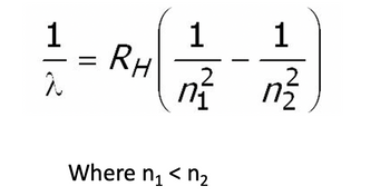 1
le
2
=
RH
1
2
n² n²
Where n₁ < n₂
1