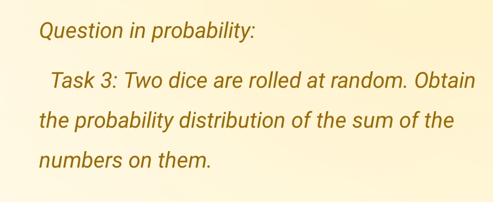 Two dice are rolled. What is the probability distribution of the