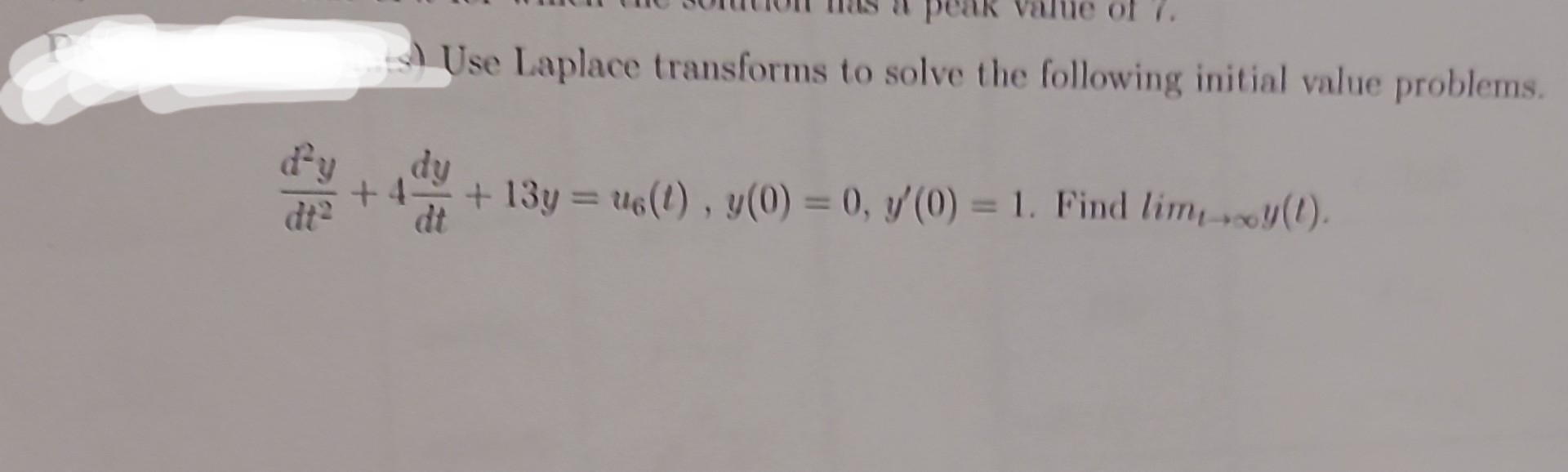 Answered 4 Use Laplace Transforms To Solve The… Bartleby