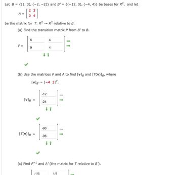 Answered: Let B = {(1, 3), (-2,-2)} And B' =… | Bartleby