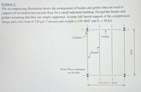 Problem 3:
The accompanying illustration shows the arrangement of beams and girders that are used to
support a 6-in reinforced concrete floor for a small industrial building. Design the beams and
girders assuming that they are simply supported. Assume full lateral support of the compression
flange and a live load of 120 psf. Concrete unit weight is 150 lb/ft' and Fy 50 ksi.
%3D
-エ-
エーT
Girder
Column
Beam
Note: Floor continues
on all sides
*-エ
3 at 15 ft = 45 ft
