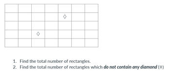 1. Find the total number of rectangles.
2. Find the total number of rectangles which do not contain any diamond (>)