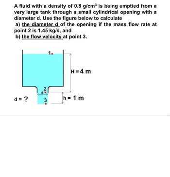 Answered: A fluid with a density of 0.8 g/cm³ is… | bartleby