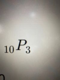 The image contains the mathematical notation for a permutation function.

**Transcription:**
\[ {}^{10}P_{3} \]

**Explanation:**
The notation \({}^{10}P_{3}\) is used in combinatorial mathematics to denote a permutation. Specifically, it represents the number of ways to arrange 10 distinct items into a sequence of length 3. The general formula for permutations is given by:

\[ nP_{r} = \frac{n!}{(n-r)!} \]

For \({}^{10}P_{3}\):

\[ {}^{10}P_{3} = \frac{10!}{(10-3)!} = \frac{10!}{7!} \]

Where \( n! \) (n factorial) is the product of all positive integers up to \( n \).

In simpler terms, the expression \({}^{10}P_{3}\) tells us how many different ways we can arrange 3 items out of a total of 10 distinct items.