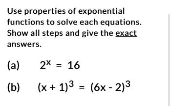 Answered: Use properties of exponential functions… | bartleby