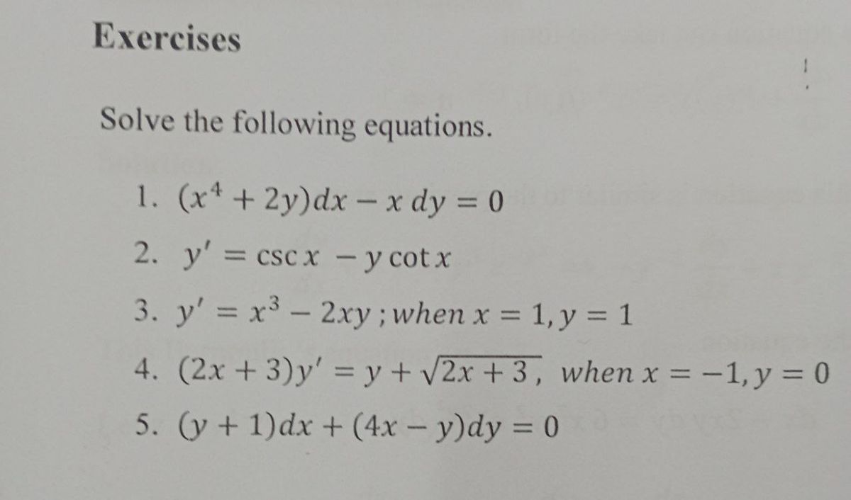 Answered Solve The Following Equations 1 X Bartleby