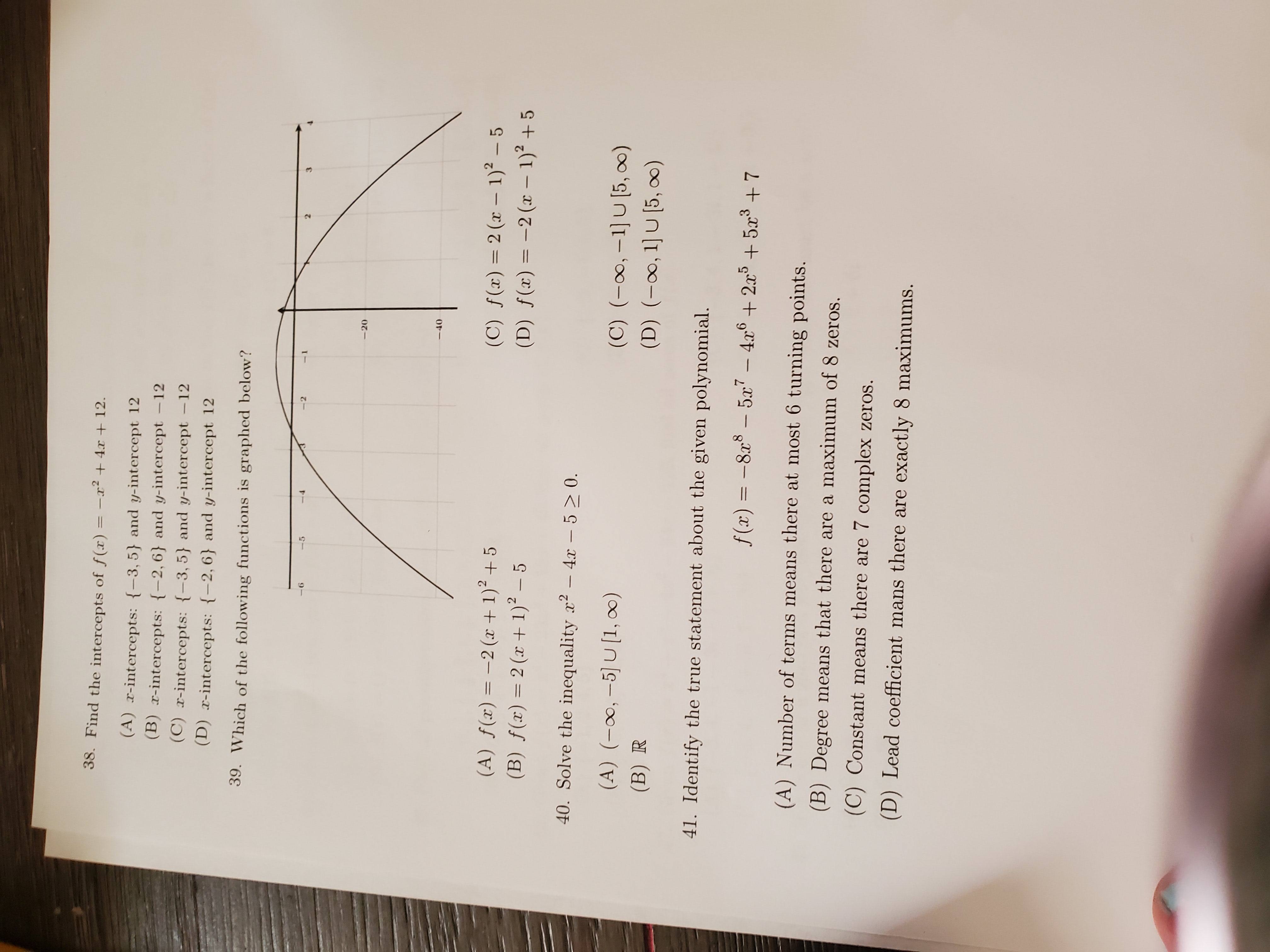 Answered 38 Find The Intercepts Of F X X Bartleby