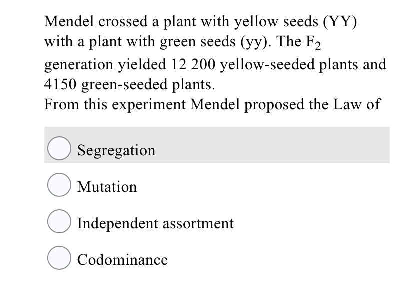 when mendel crossed yellow seeded and green seeded pea plants