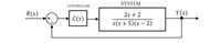 SYSTEM
CONTROLLER
R(s)
2s + 2
Y(s)
C(s)
s(s + 5)(s – 2)
