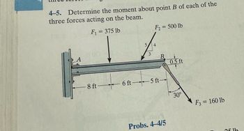 Answered: 4-5. Determine the moment about point B… | bartleby