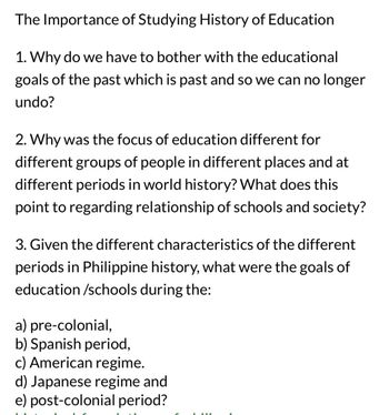 Answered: The Importance of Studying History of… | bartleby