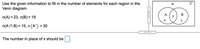 Use the given information to fill in the number of elements for each region in the
Venn diagram.
W
U
В
n(A) = 23, n(B) = 19
y
X
n(A N B) = 15, n (A') = 30
The number in place of x should be
.....
