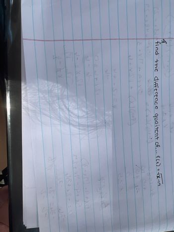 4
find the difference quoitent of... f(x) = √X-19
od +x5/= (X) (^+7)
CL
JA
XS
(-x)+P+X¢
PS+X-P+x2
J5+X5= = 0
X5-55