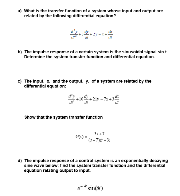 Answered A What Is The Transfer Function Of A Bartleby