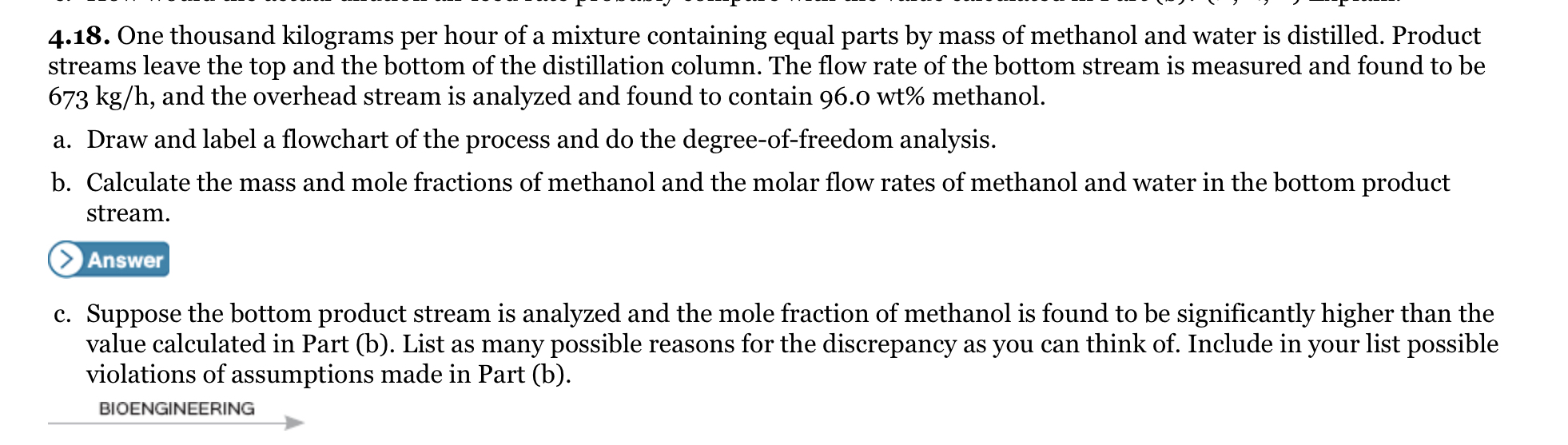 Answered: 4.18. One thousand kilograms per hour… | bartleby