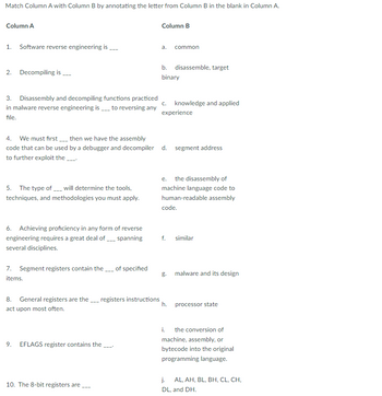 Answered: Match Column A With Column B By… | Bartleby