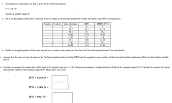 Answered: 1. The production technology of a firm… | bartleby