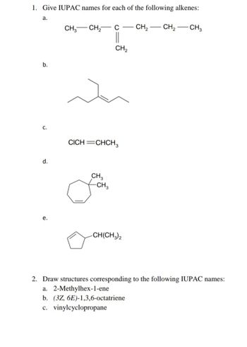 Answered: Give IUPAC Names For Each Of The… | Bartleby