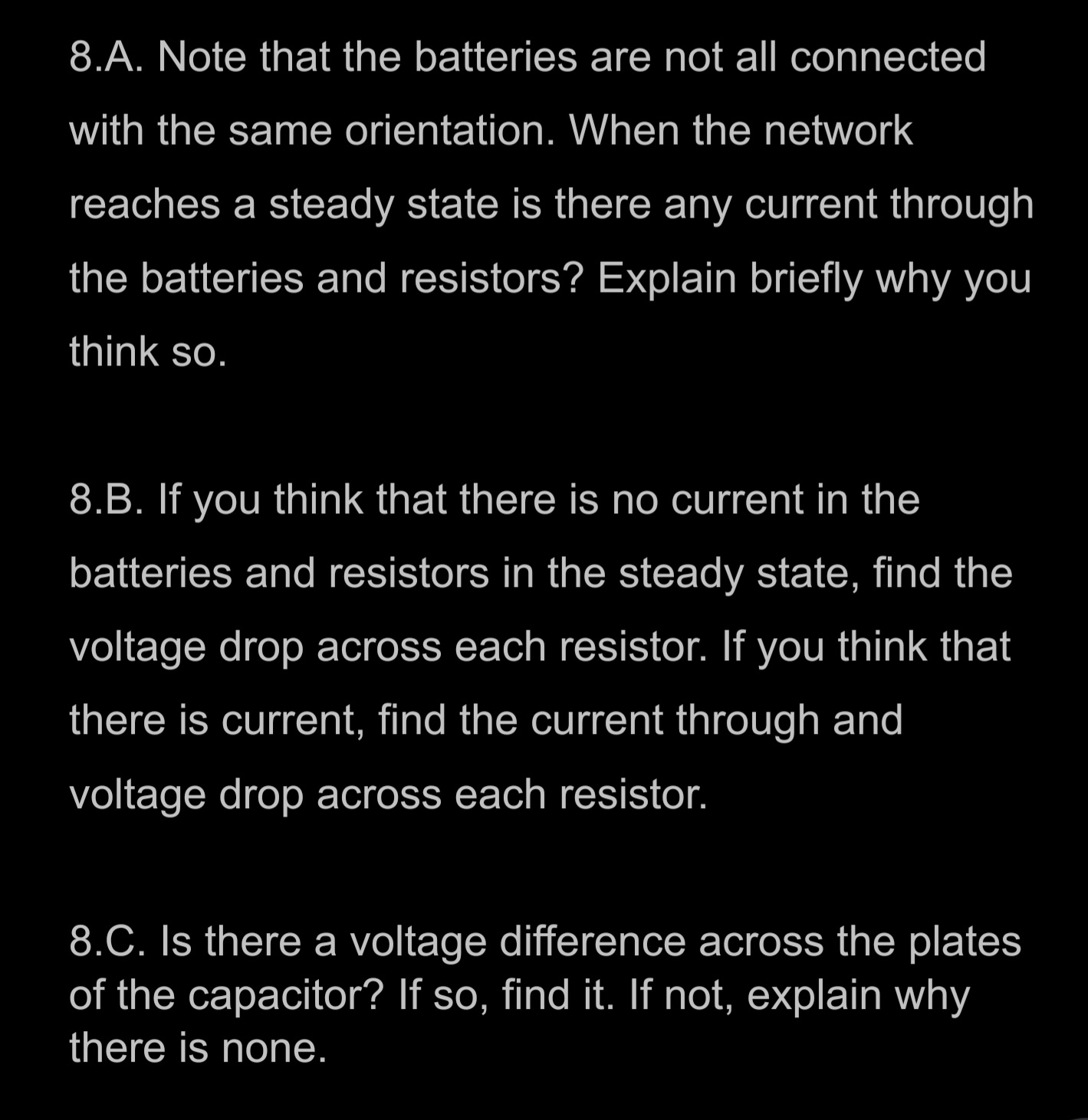 Finding the Steady State Potential Difference over a Capacitor in an RC  circuit with a Battery, Physics