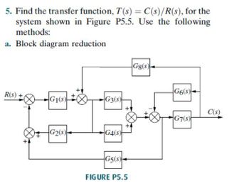 Answered: 5. Find The Transfer Function, T(s) =… | Bartleby