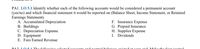 **Problem Set A**

**PA1. LO 5.1** Identify whether each of the following accounts would be considered a permanent account (yes/no) and which financial statement it would be reported on (Balance Sheet, Income Statement, or Retained Earnings Statement).

A. Accumulated Depreciation  
B. Buildings  
C. Depreciation Expense  
D. Equipment  
E. Fees Earned Revenue  
F. Insurance Expense  
G. Prepaid Insurance  
H. Supplies Expense  
I. Dividends  