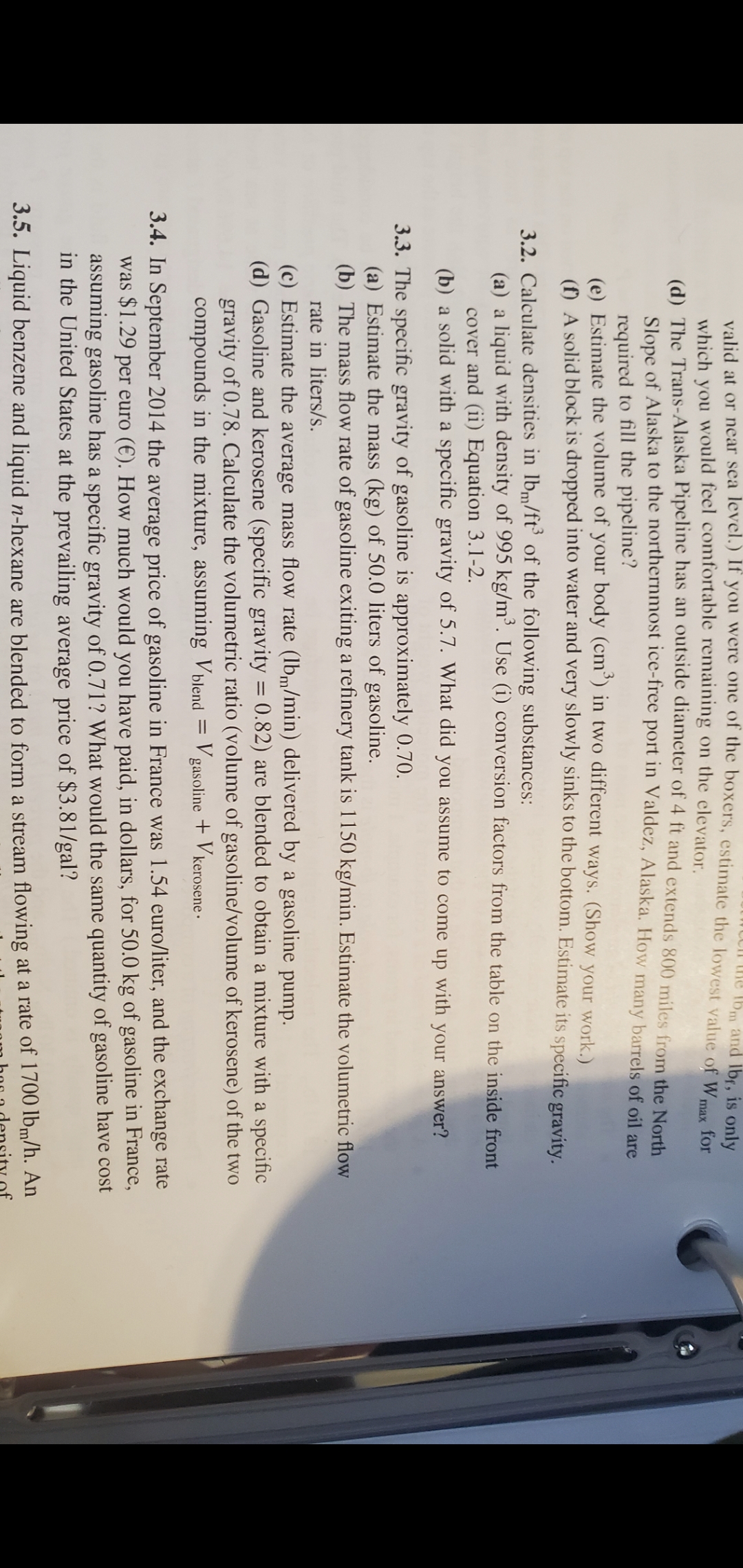 Answered: (d) Gasoline And Kerosene (specific… | Bartleby