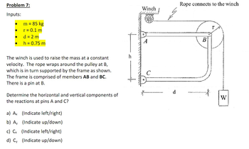 Answered: Problem 7: Inputs: M = 85 Kg R =… | Bartleby