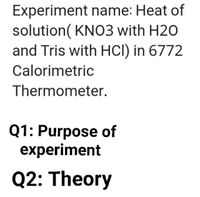 heat of solution of kno3 experiment