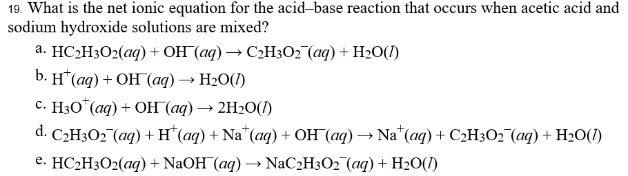 Answered 19 What Is The Net Ionic Equation For Bartleby   65sbxmj 