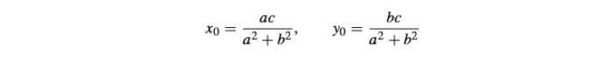 ac
bc
a² + b2'
yo =
a² + b²
