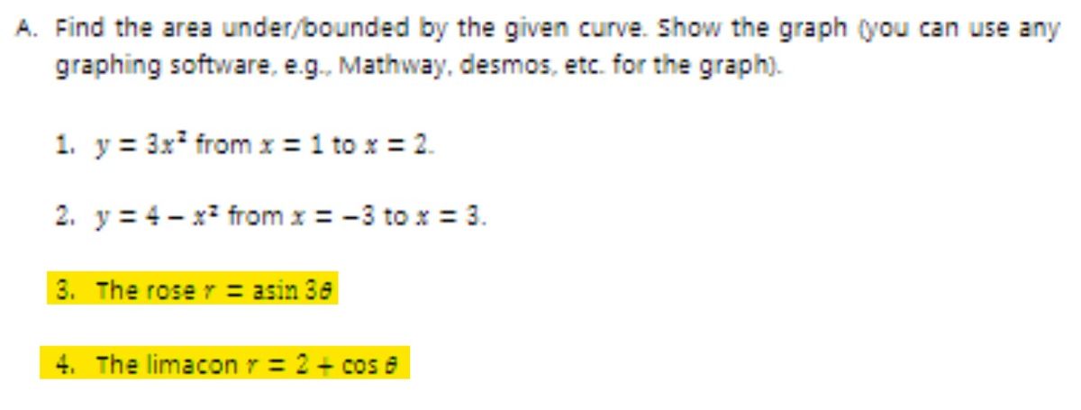 Answered A Find The Area Under Bounded By The Bartleby