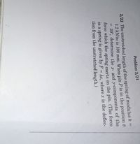 Problem 2/21
2/22 The unstretched length of the spring of modulus k =
1.2 kN/m is 100 mm. When pin P is in the position 0
30°, determine the x- and y-components of the
force which the spring exerts on the pin. (The force
in a spring is given by F = kx, where x is the deflec-
tion from the unstretched length.)
%3D
%3|
