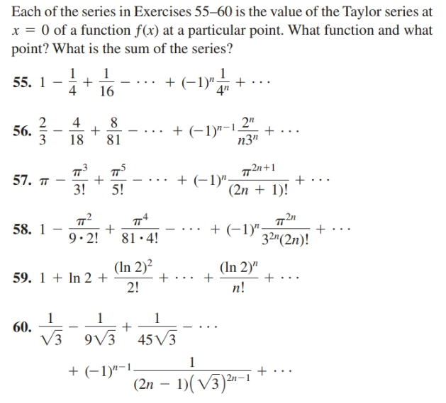 Answered: Each of the series in Exercises 55–60… | bartleby