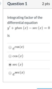 Answered: Integrating Factor Of The Differential… | Bartleby