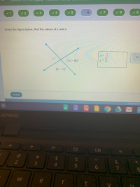 Given the figure below, find the values of x and z.
20
(11x – 88)°
(8x - 17)°
