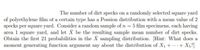 The number of dirt specks on a randomly selected square yard of polyethylene film of a certain type has a Poisson distribution with a mean value of 2 specks per square yard. Consider a random sample of \( n = 5 \) film specimens, each having area 1 square yard, and let \(\bar{X}\) be the resulting sample mean number of dirt specks. Obtain the first 21 probabilities in the \(\bar{X}\) sampling distribution. [Hint: What does a moment generating function argument say about the distribution of \( X_1 + \cdots + X_5 \)?]