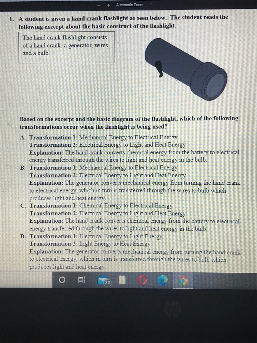energy transformation flashlight