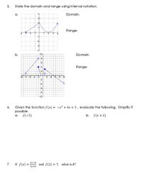 Answered: State the domain and range using… | bartleby